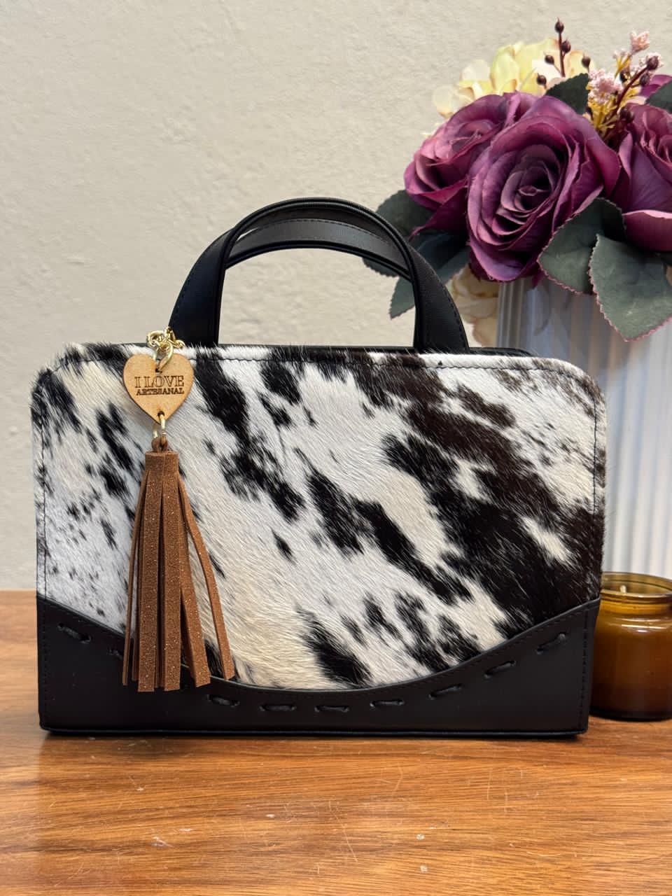 CROSSBODY ARTESANAL TANIA PELO VARIOS PIEL NEGRO