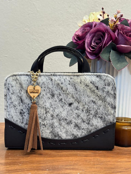 CROSSBODY ARTESANAL TANIA PELO VARIOS PIEL NEGRO