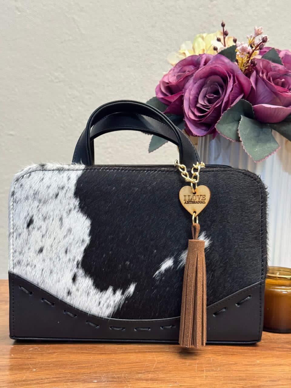 CROSSBODY ARTESANAL TANIA PELO VARIOS PIEL NEGRO