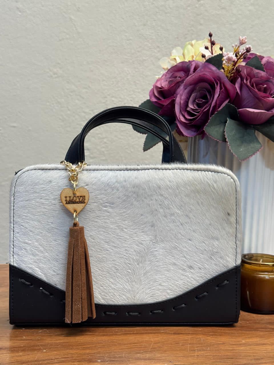 CROSSBODY ARTESANAL TANIA PELO VARIOS PIEL NEGRO
