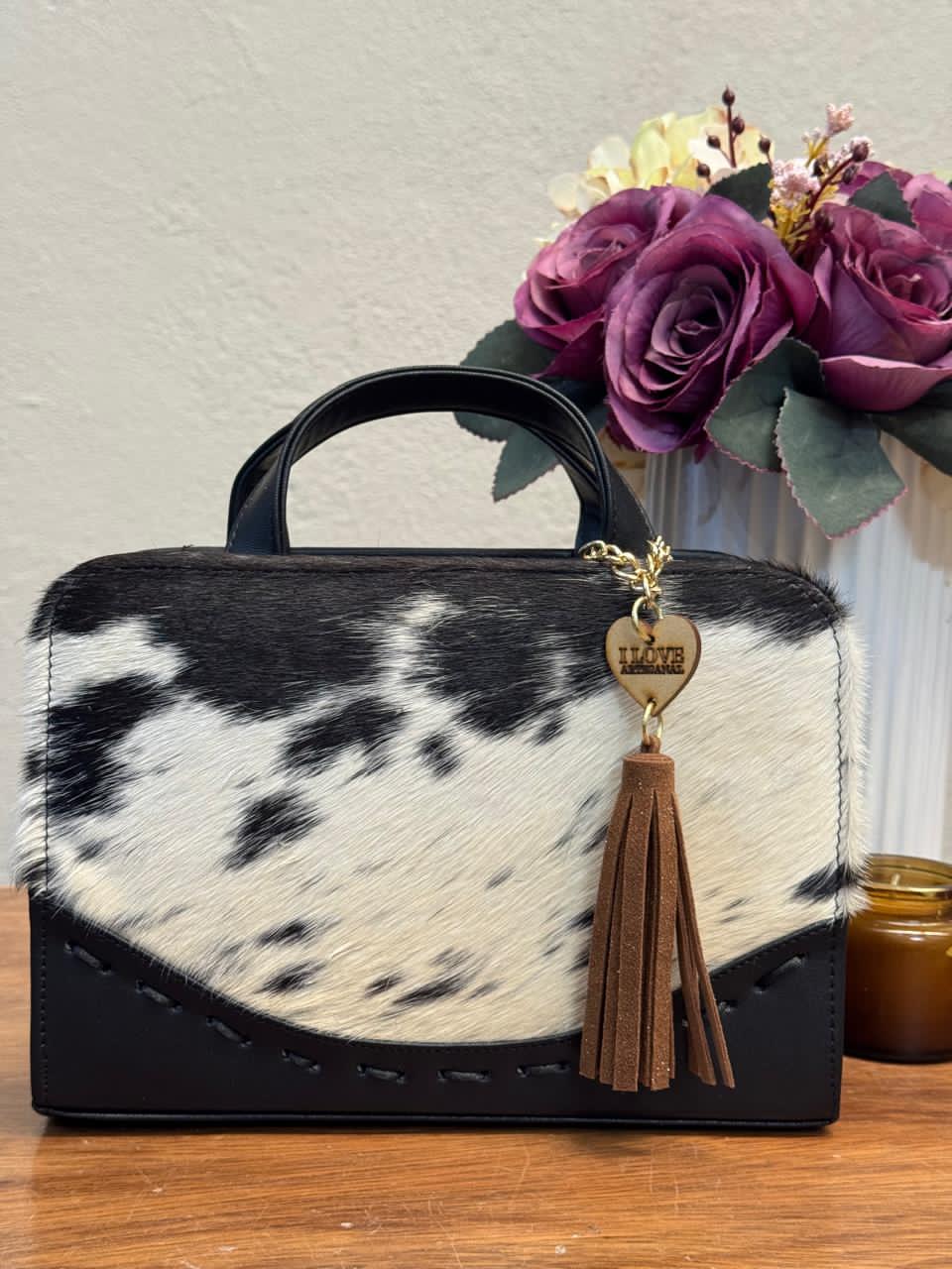 CROSSBODY ARTESANAL TANIA PELO VARIOS PIEL NEGRO