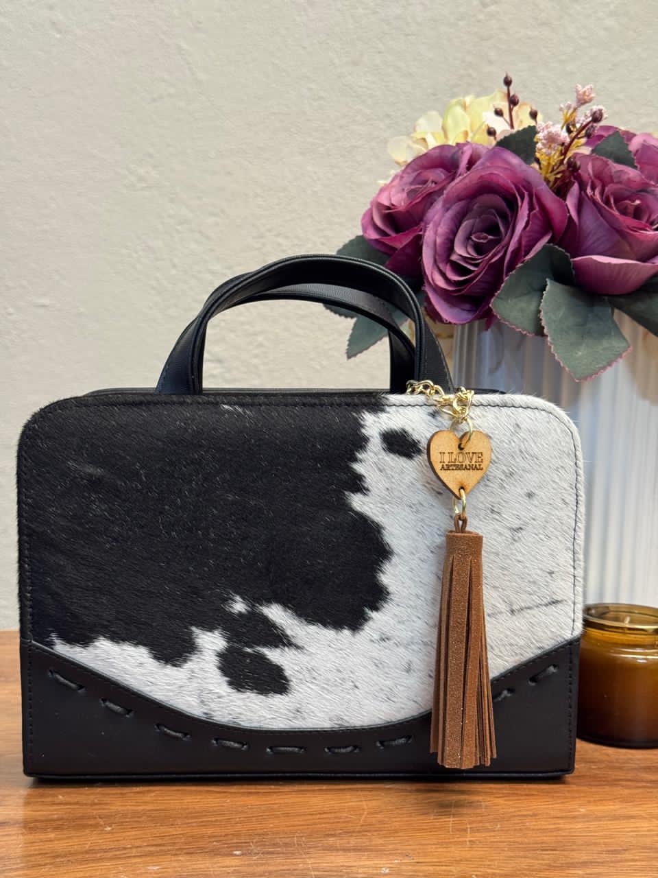CROSSBODY ARTESANAL TANIA PELO VARIOS PIEL NEGRO