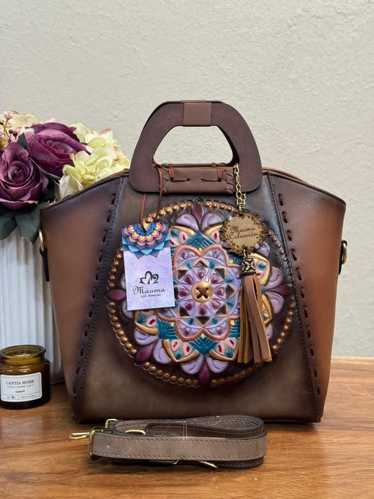 MAOMA GDE CAMILA MANDALA COLORES PIEL MARRON