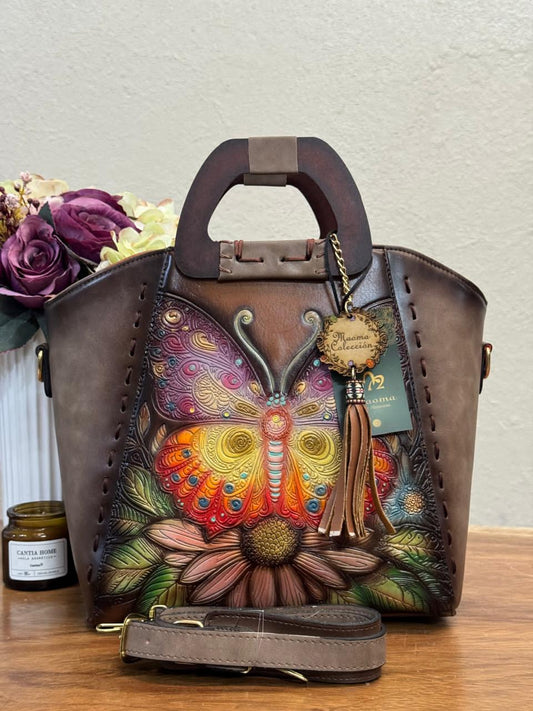 MAOMA GDE CAMILA MARIPOSA COLORES PIEL CAFE