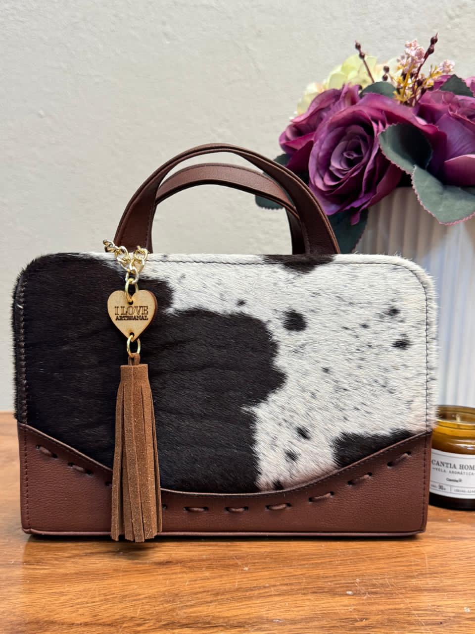 CROSSBODY ARTESANAL TANIA PELO VARIOS PIEL MARRON