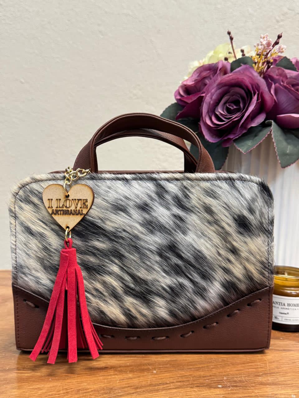 CROSSBODY ARTESANAL TANIA PELO VARIOS PIEL MARRON