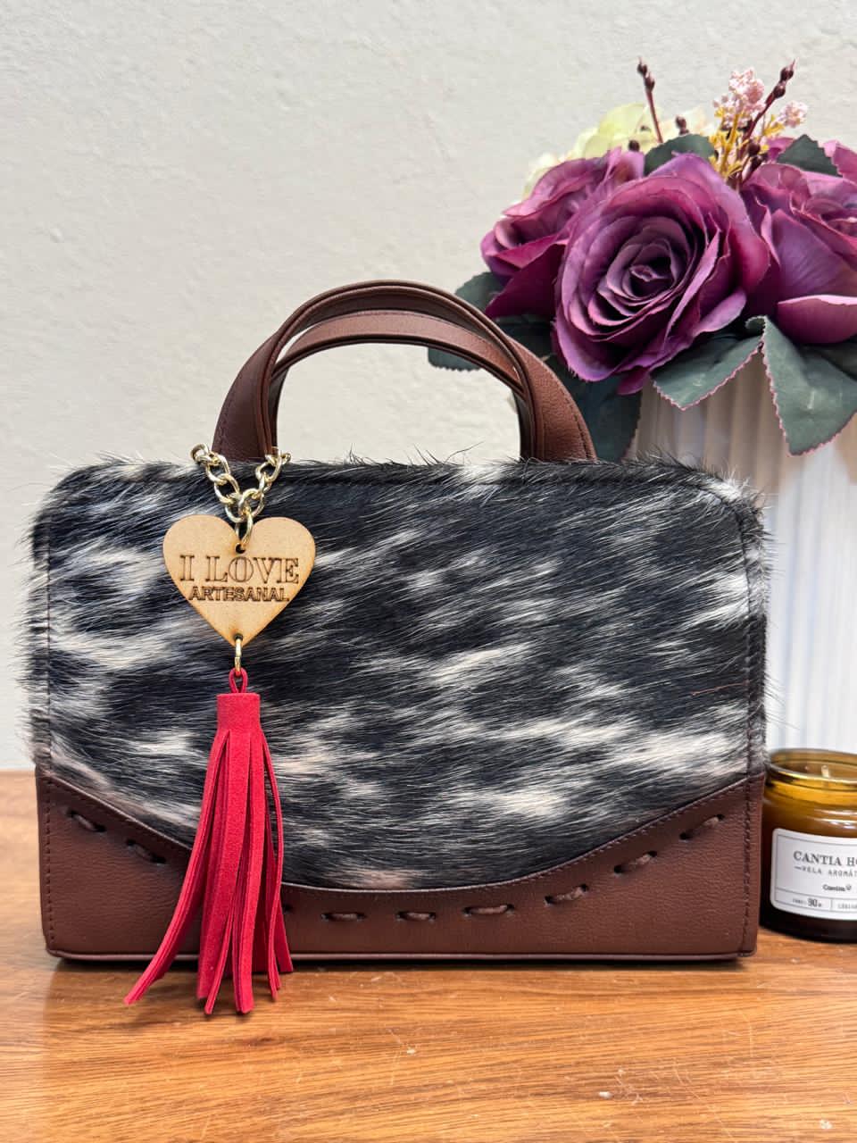 CROSSBODY ARTESANAL TANIA PELO VARIOS PIEL MARRON