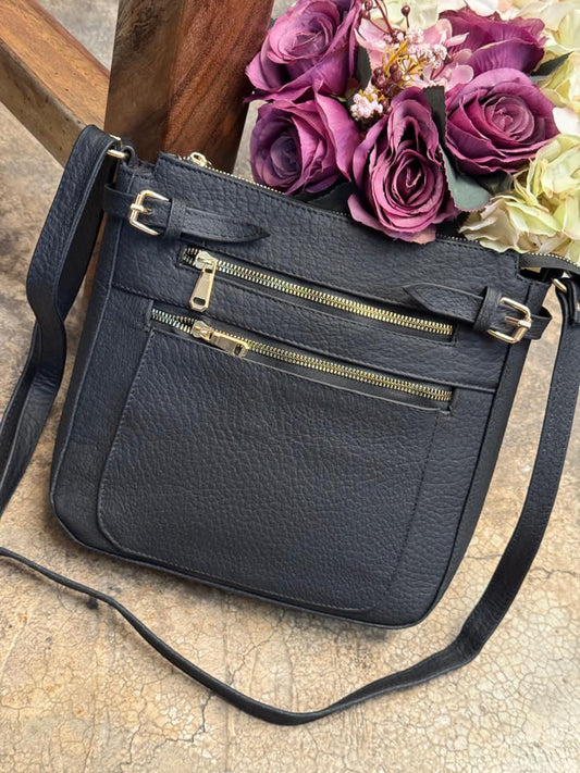BOLSO 100% PIEL VIANCA NEGRO