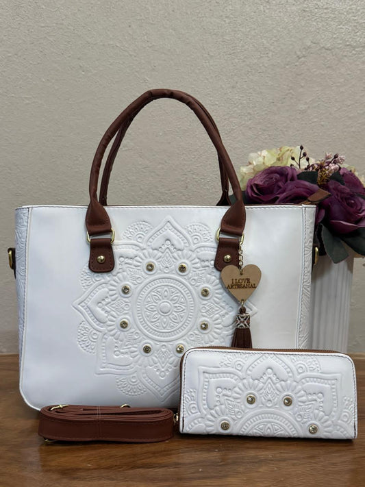DUO CARTAGENA MANDALA PIEL GRASO BLANCO