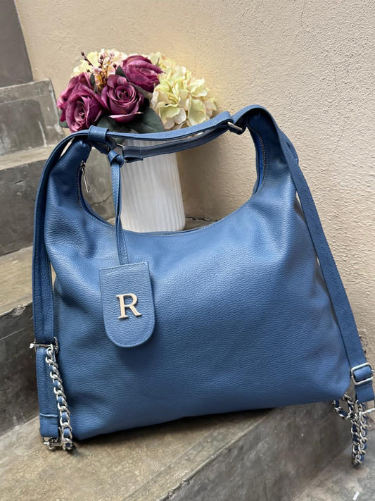 MOIRA DE PIEL COLOR AZUL MEZCLILLA H/PLATA