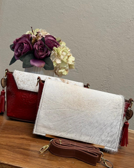 CROSSBODY VIANNEY TAPA PELO VARIABLE PIEL ROJO FERRARI