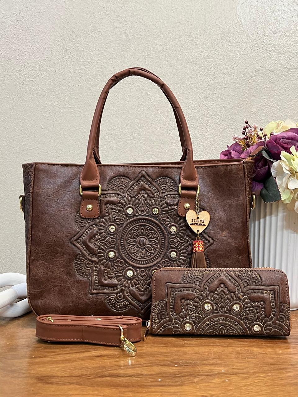 DUO CARTAGENA MANDALA PIEL GRASO MARRON