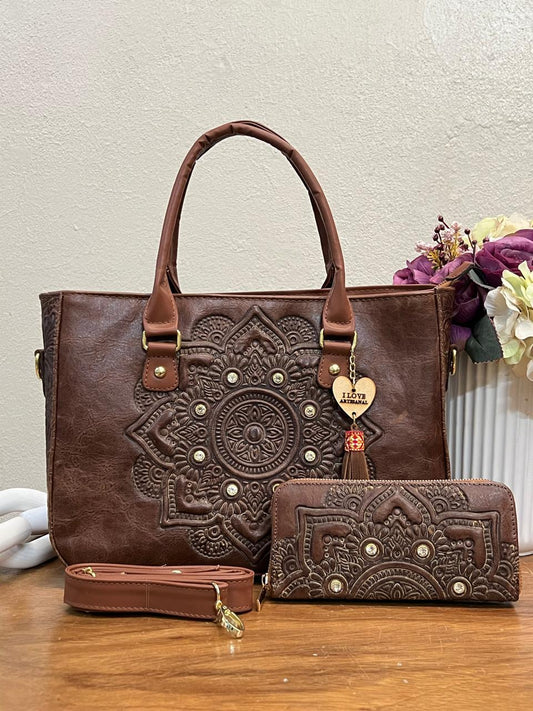 DUO CARTAGENA MANDALA PIEL GRASO MARRON