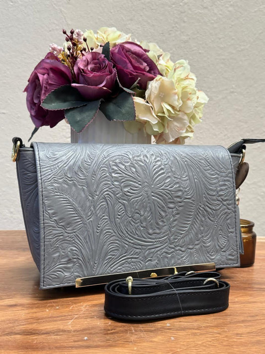 CROSSBODY VIANNEY GRABADO FLORES GRIS