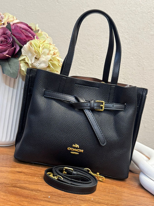 BOLSO COACH CON CINTO NEGRO LISO