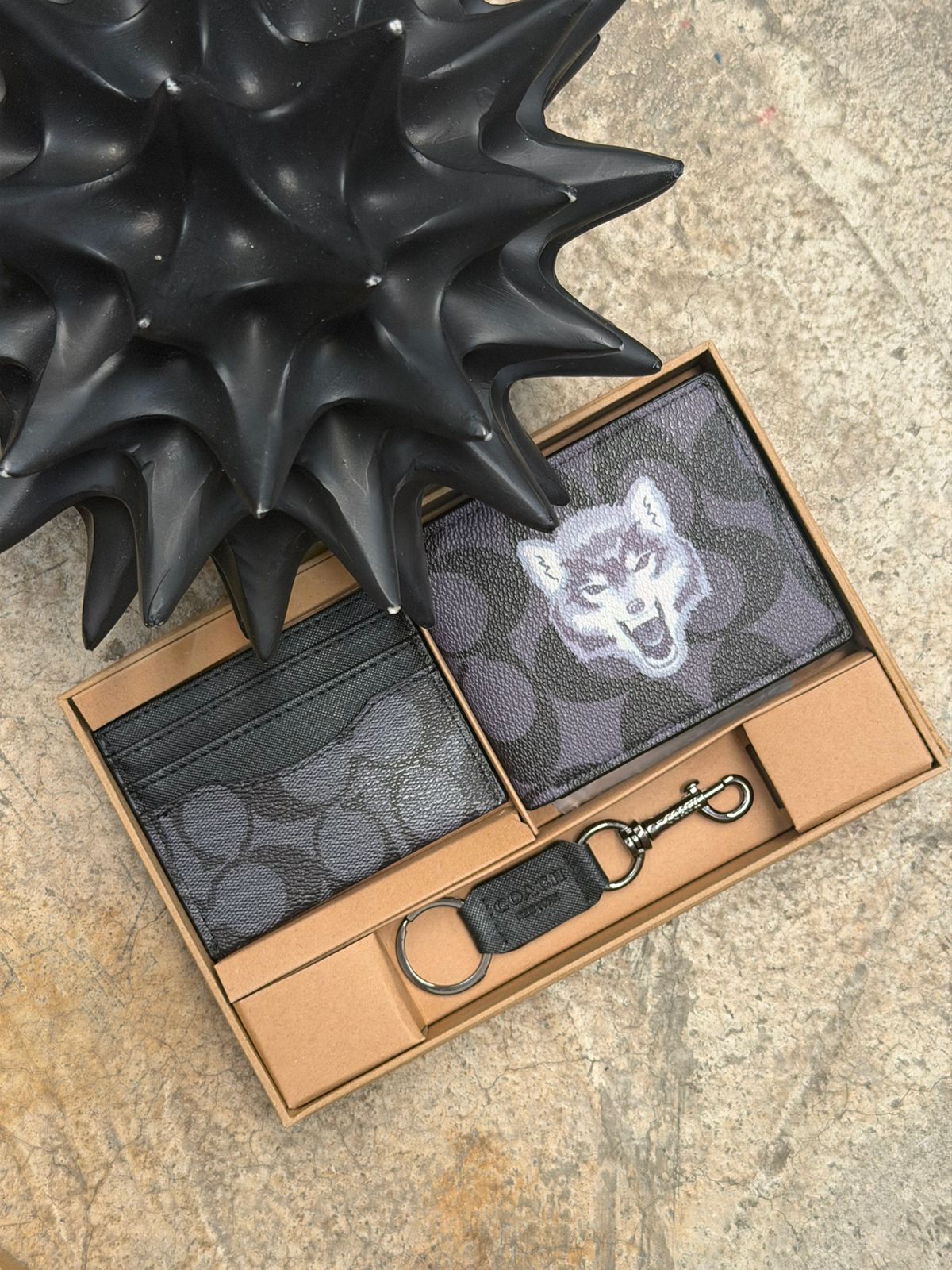 SET CARTERA COACH LOBO ESTAMPADO