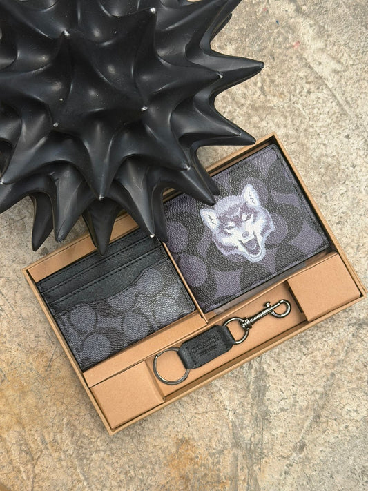 SET CARTERA COACH LOBO ESTAMPADO
