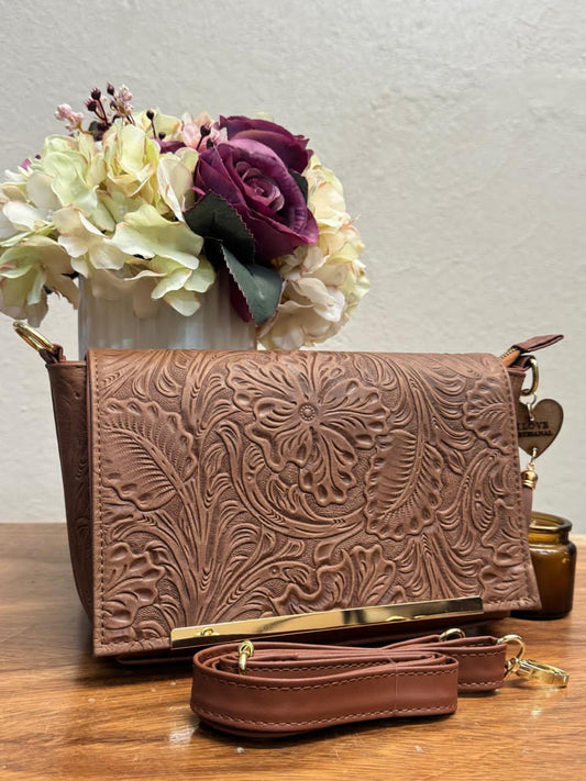 CROSSBODY VIANNEY GRABADO FLORES CAFE