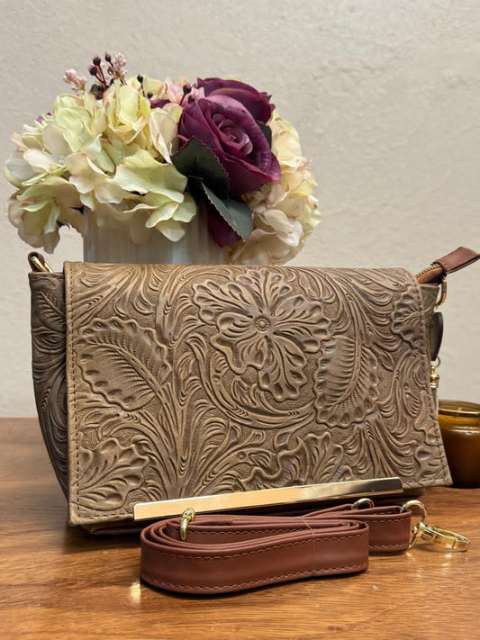 CROSSBODY VIANNEY GRABADO FLORES VERDE MUSGO