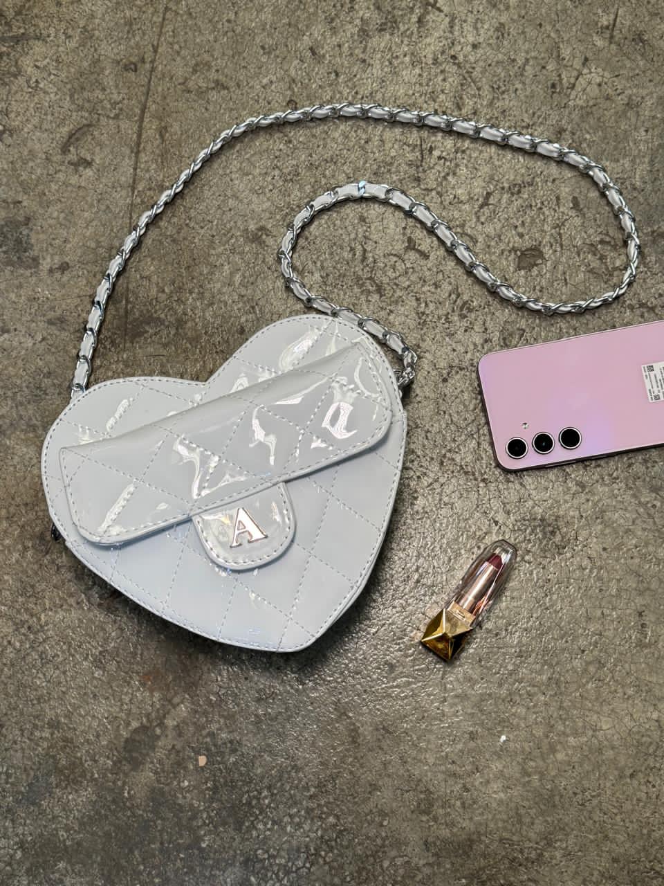 HEART BAG BLANCO CHAROL H/PLATA