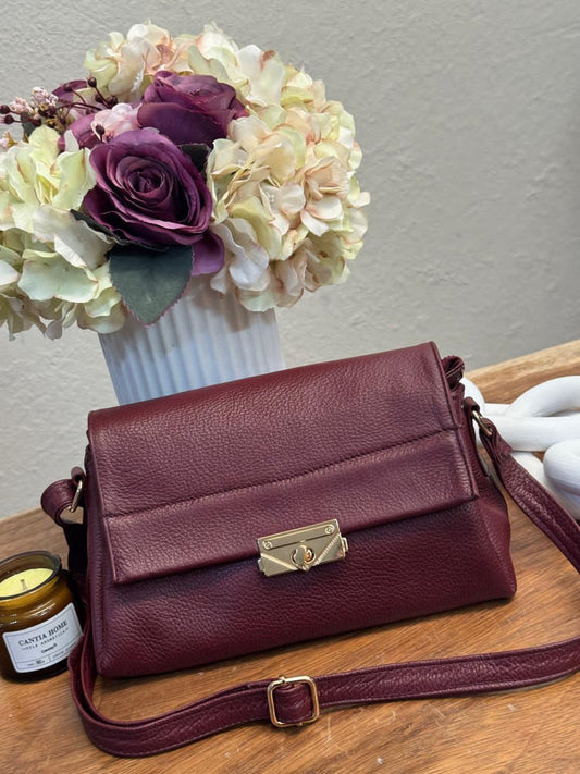 BOLSO 100% PIEL ARGELIA VINO