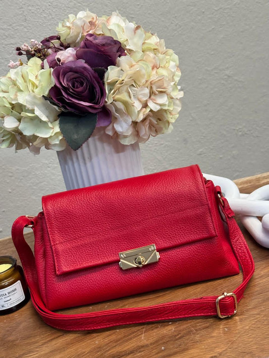 BOLSO 100% PIEL ARGELIA ROJO