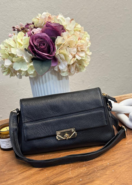 BOLSO 100% PIEL ARGELIA NEGRO