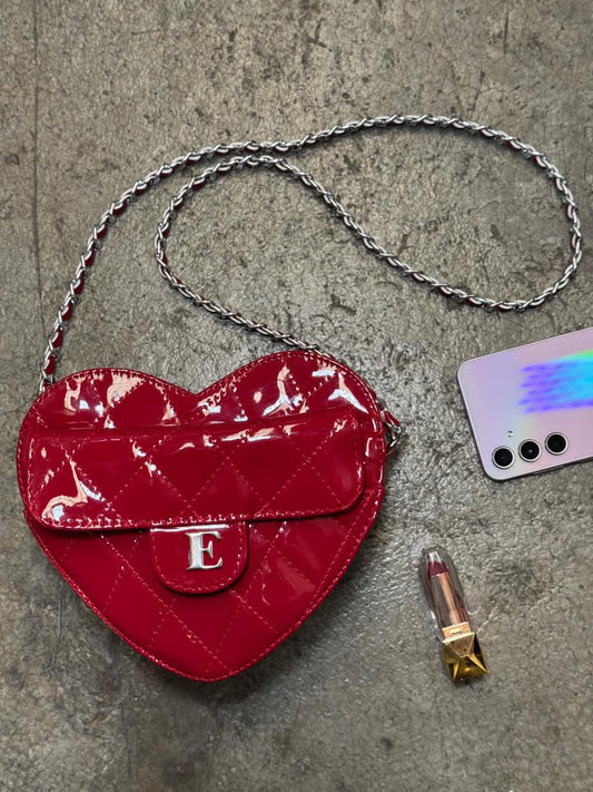 HEART BAG ROJO CHAROL H/PLATA