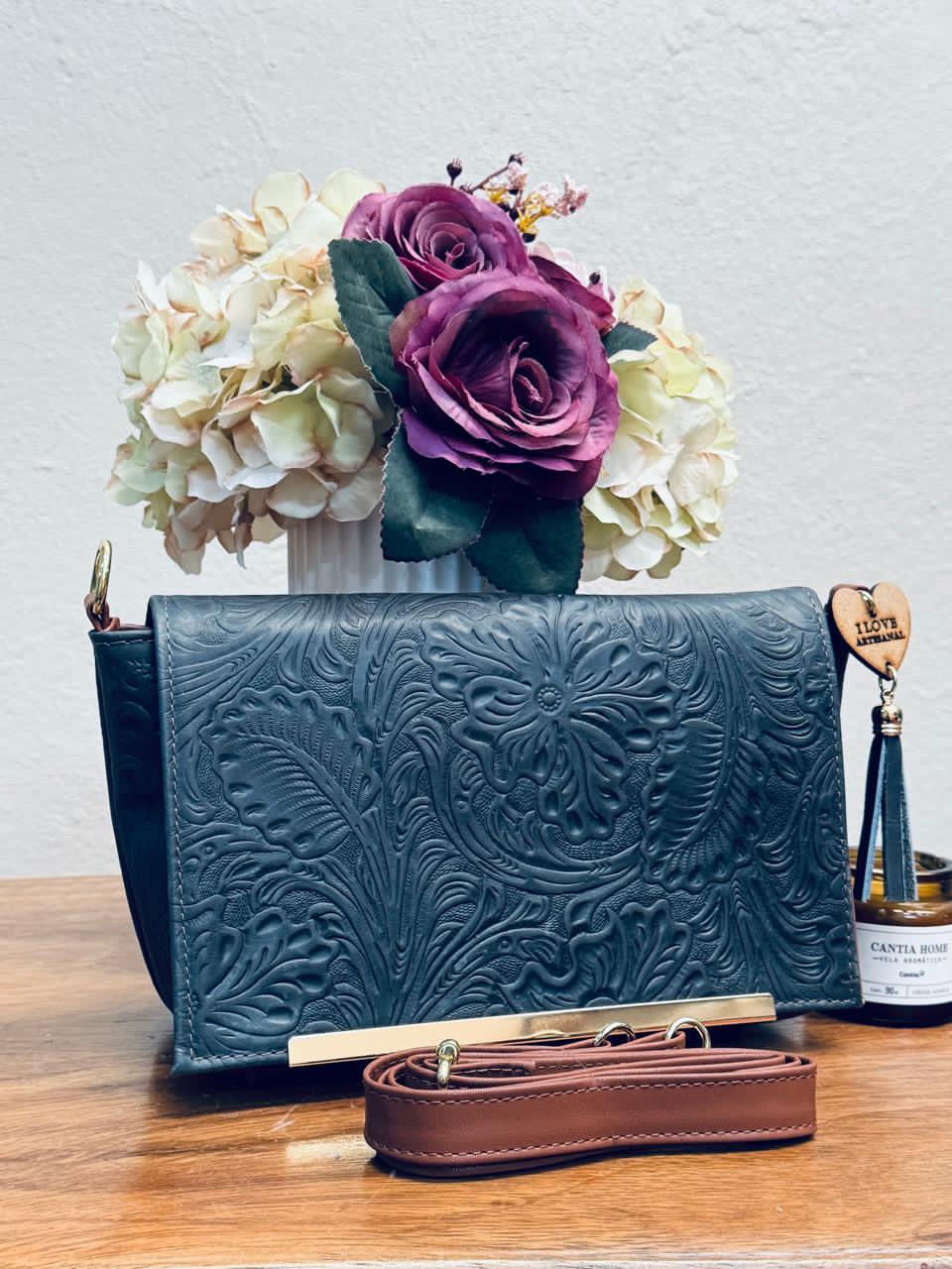 CROSSBODY VIANNEY GRABADO FLORES VERDE ESMERALDA