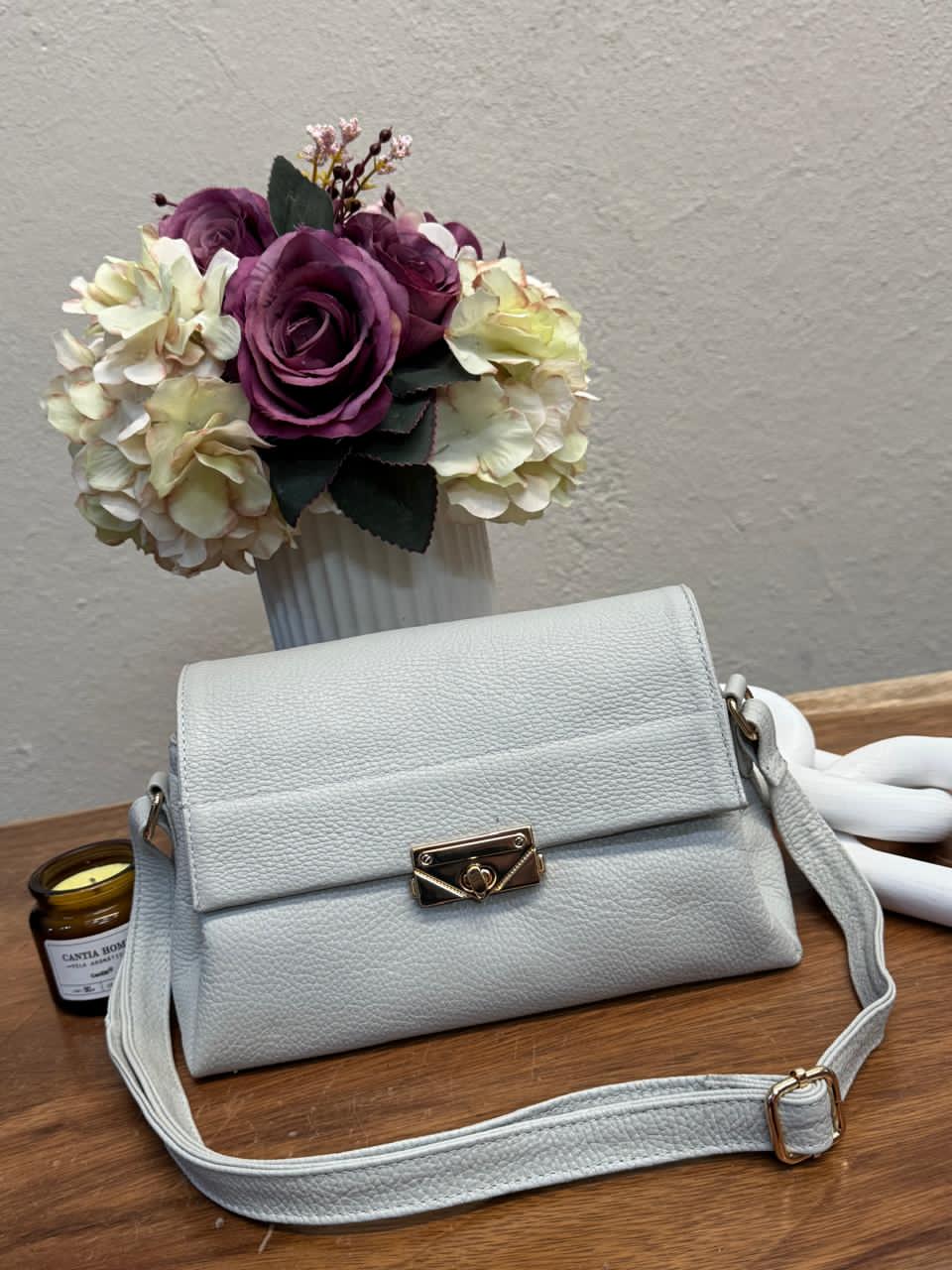 BOLSO 100% PIEL ARGELIA HUESO