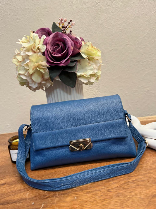 BOLSO 100% PIEL ARGELIA AZUL MEZCLILLA