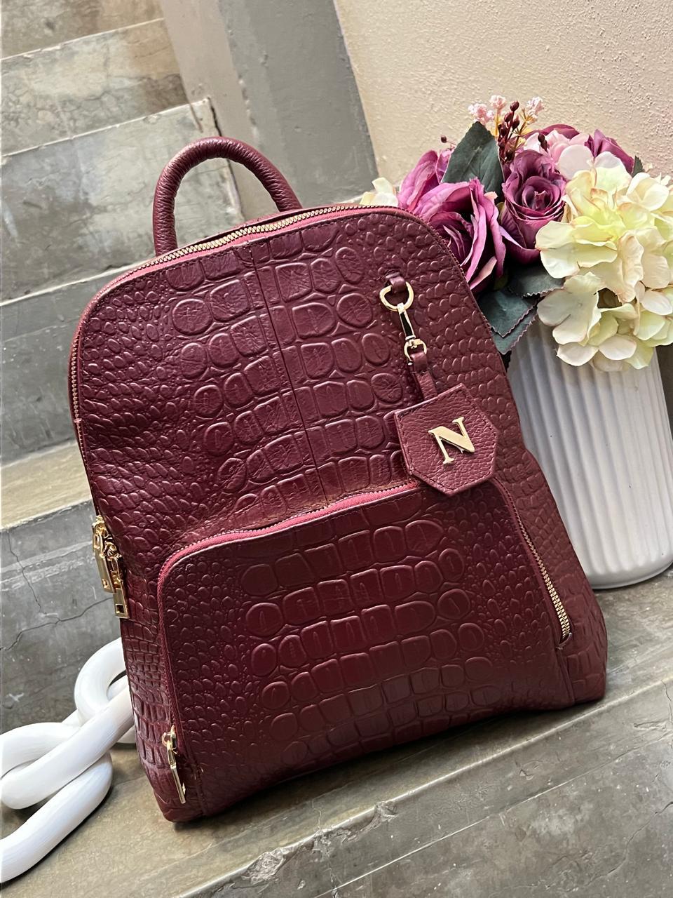 MOCHILA 100% PIEL ALASKA VINO