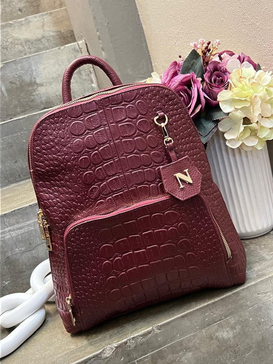 MOCHILA 100% PIEL ALASKA VINO