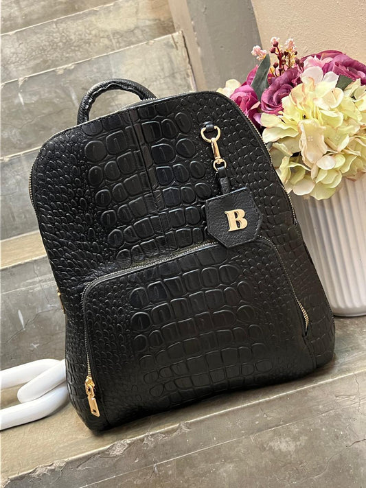 MOCHILA 100% PIEL ALASKA NEGRO