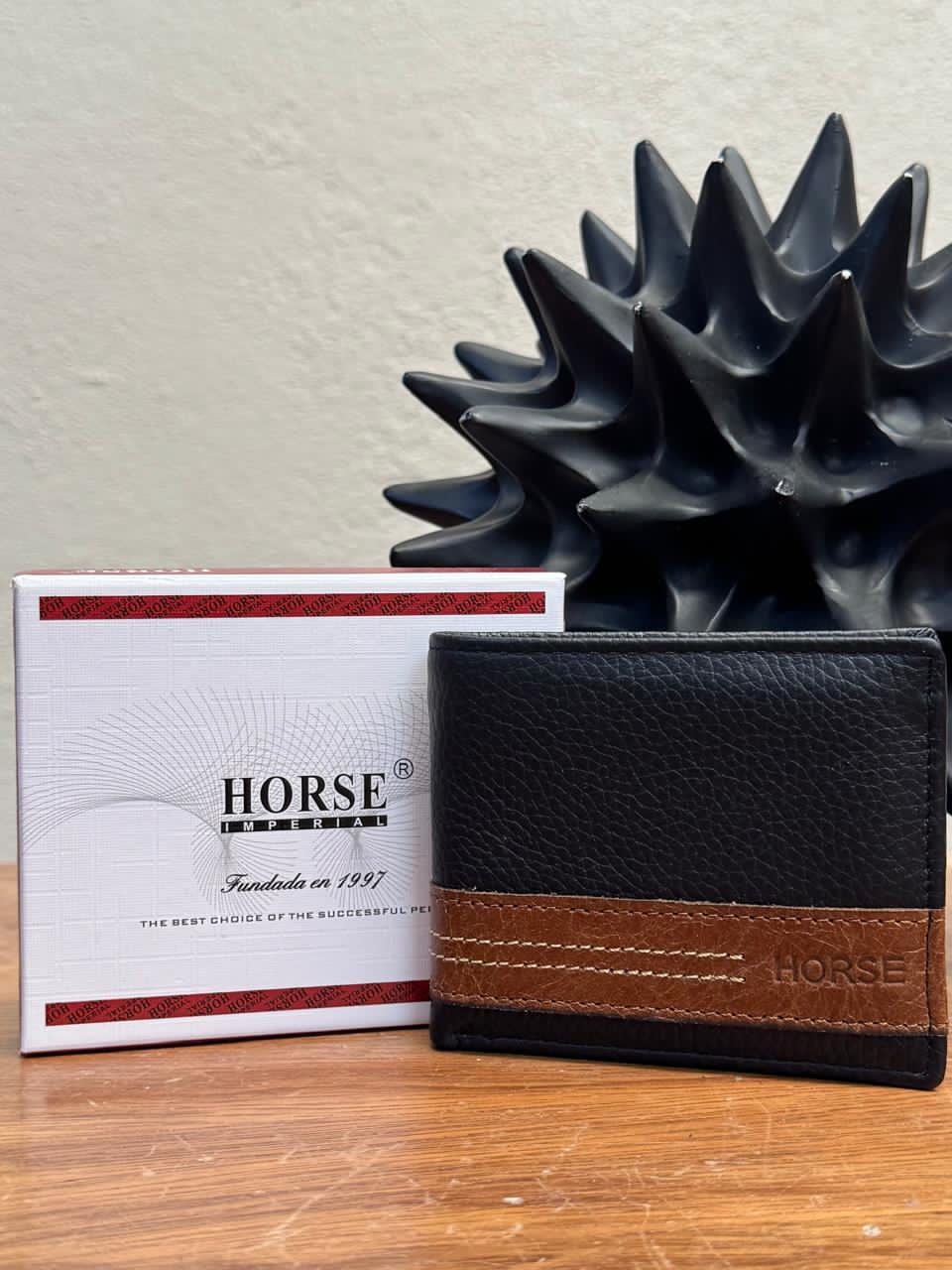 CARTERA HORSE PIEL BIFOLD NEGRO/CAMEL