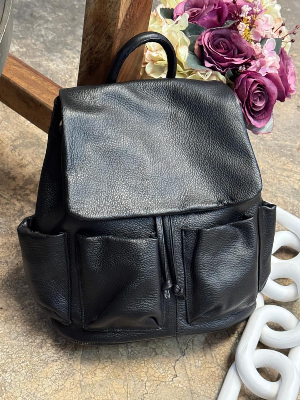 MOCHILA 100% PIEL UCRANIA NEGRO