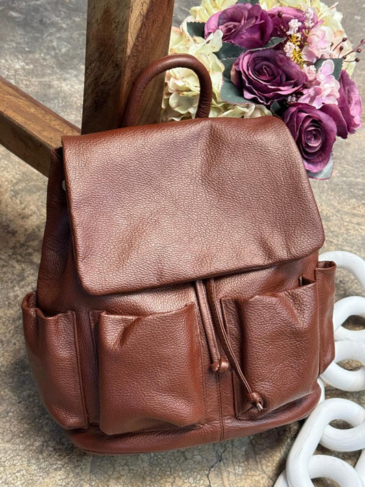 MOCHILA 100% PIEL UCRANIA MARRON