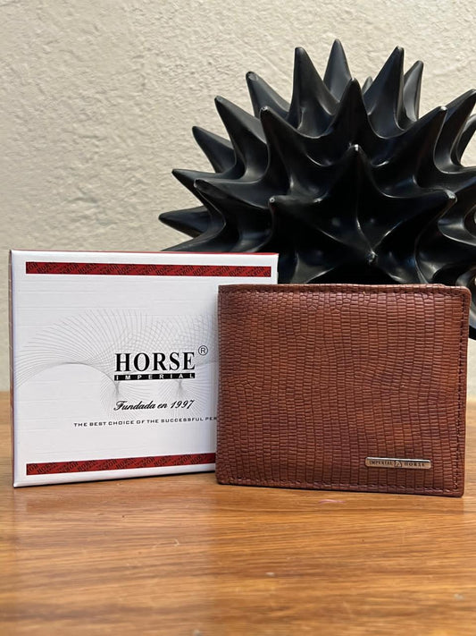 CARTERA HORSE PIEL BIFOLD CAMEL TEXTURA LAGARTO