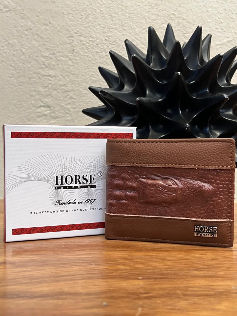 CARTERA HORSE PIEL BIFOLD COCODRILO MARRON