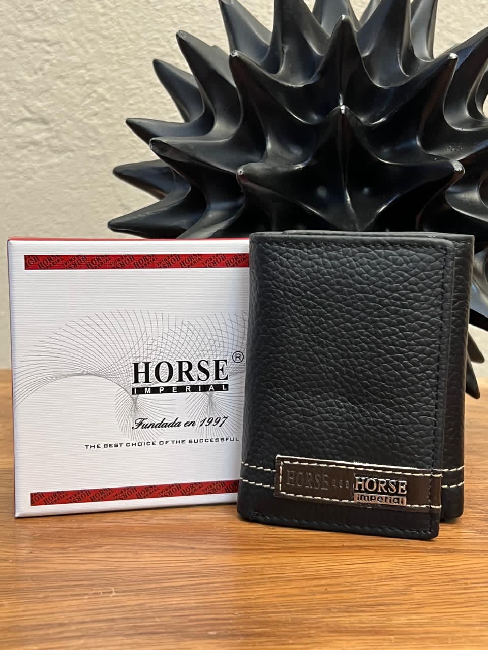 CARTERA HORSE PIEL TRIFOLD NEGRO/CAFE