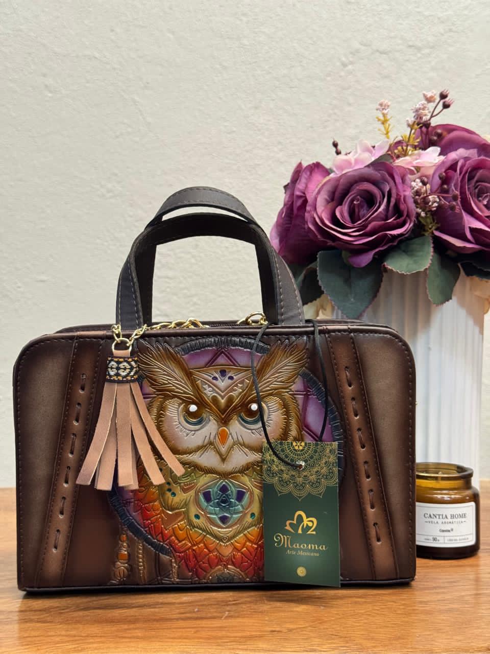 MAOMA CROSSBODY TABATA BUHO COLORES-PIEL CAFE