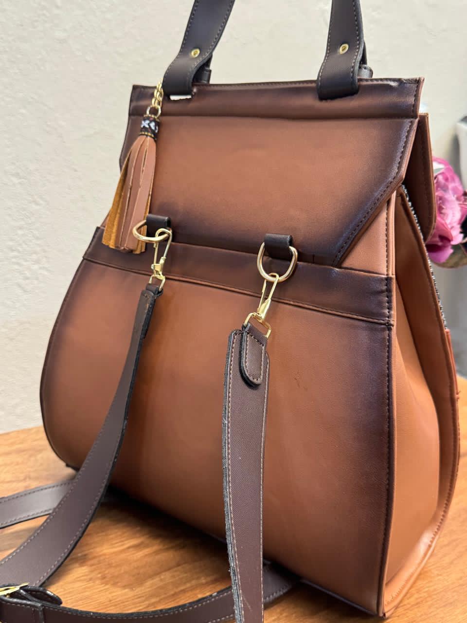 MAOMA GDE MOCHILA VERO FRANJA VARIOS MARRON