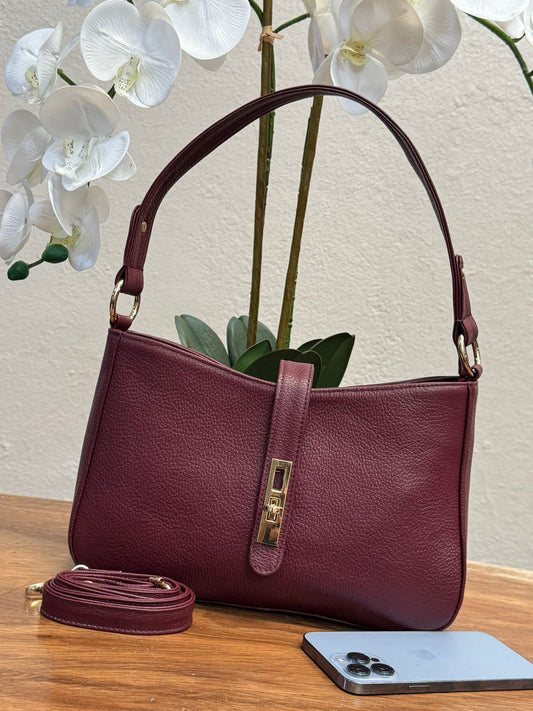 BOLSO 100% PIEL GRECIA VINO