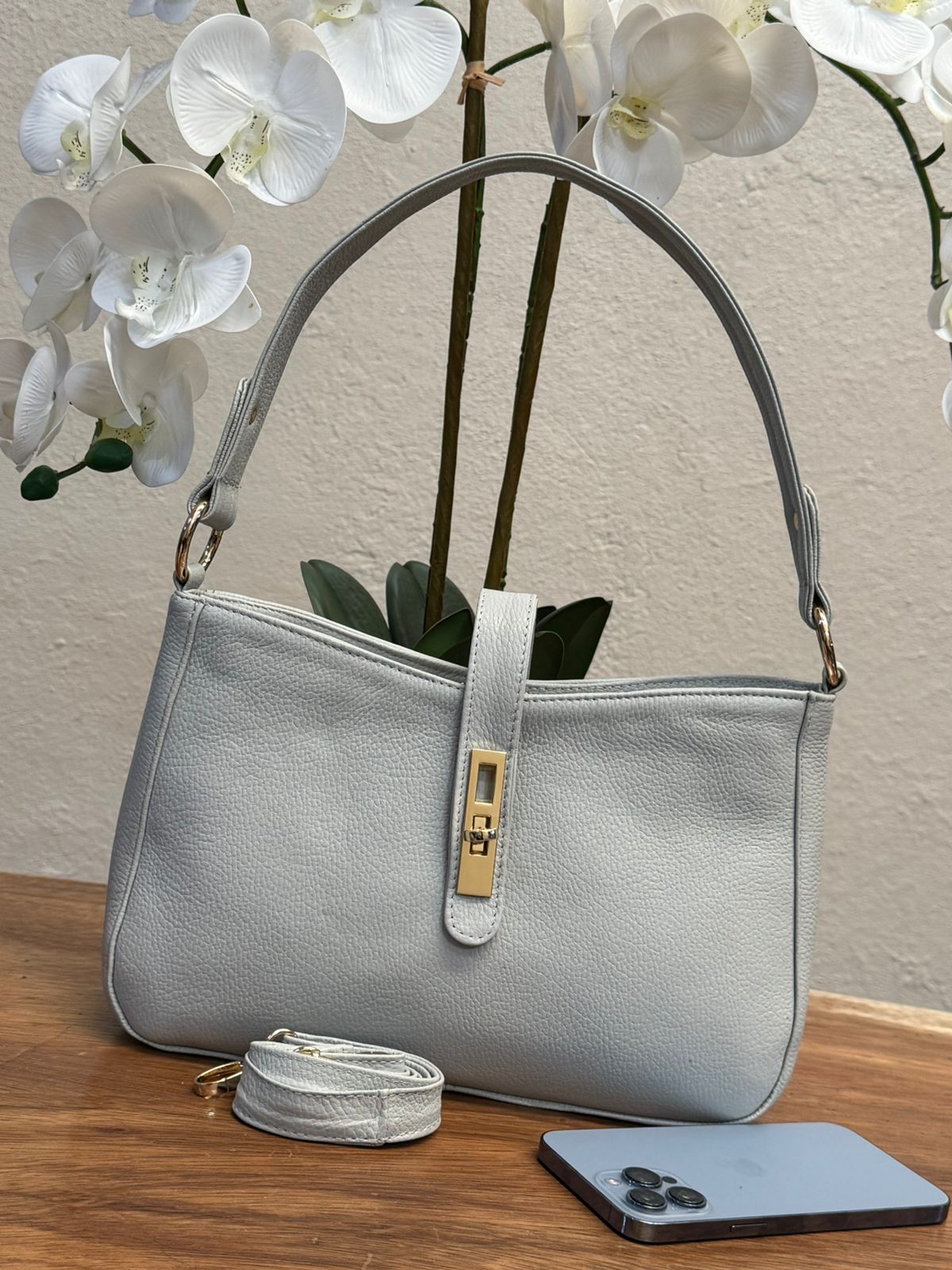 BOLSO 100% PIEL GRECIA HUESO