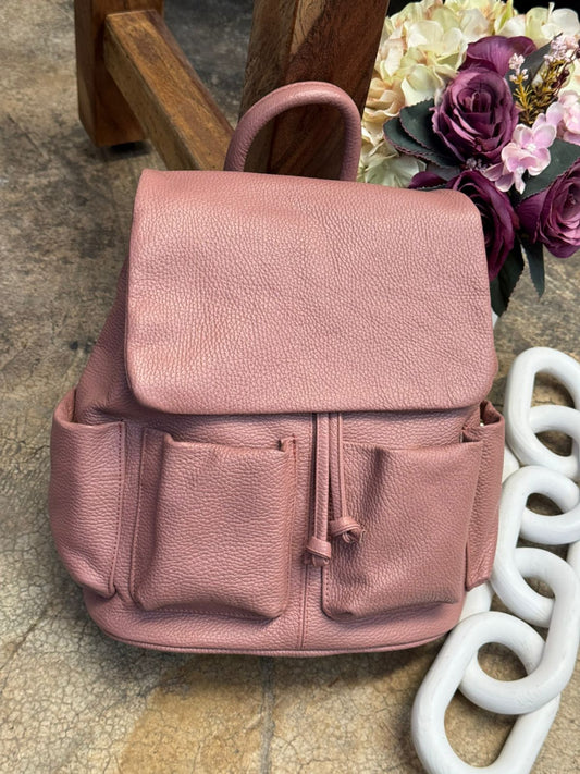 MOCHILA 100% PIEL UCRANIA PALO DE ROSA CLARO