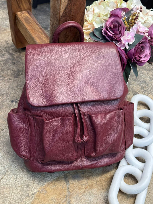 MOCHILA 100% PIEL UCRANIA VINO