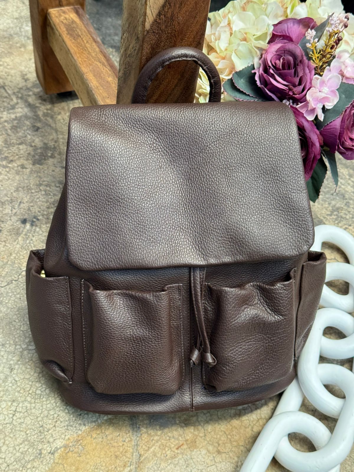 MOCHILA 100% PIEL UCRANIA CAFE