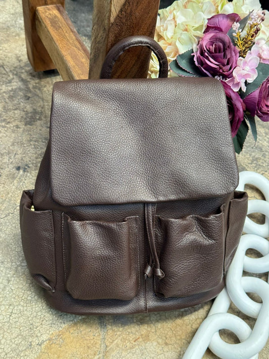 MOCHILA 100% PIEL UCRANIA CAFE