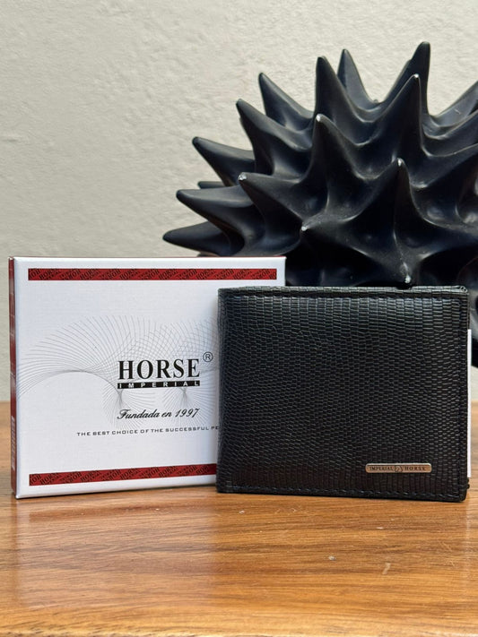 CARTERA HORSE PIEL BIFOLD NEGRO HERRAJE VARIABLE