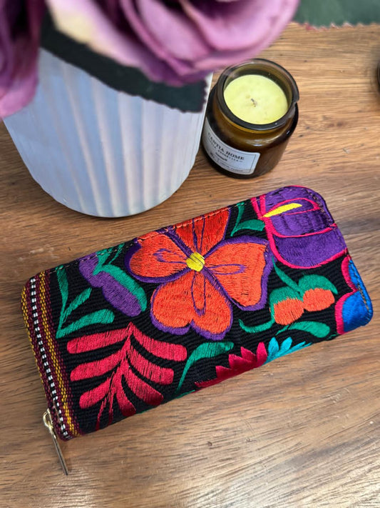 CARTERA 1 CIERRE BORDADO COLORES